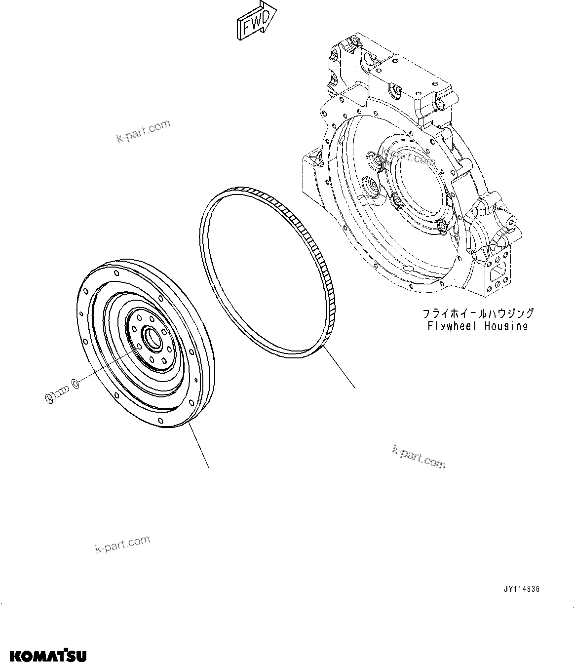 Komatsu parts book diagram for SAA4D107E-5 S/N 26799788-UP (For PC220LCI-12): FLYWHEEL
