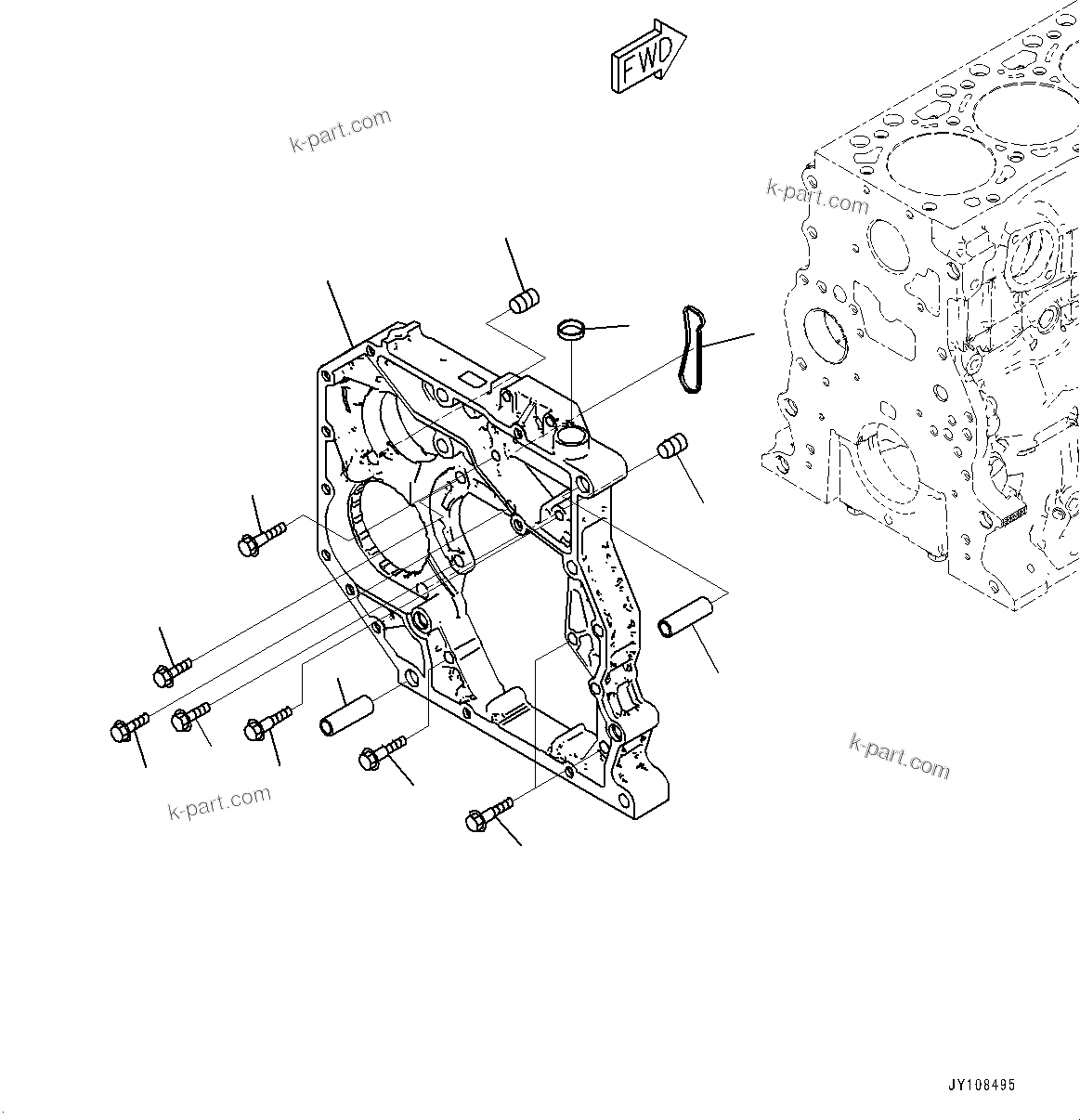 Komatsu parts book diagram for SAA4D107E-5 S/N 26799788-UP (For PC220LCI-12): REAR GEAR HOUSING