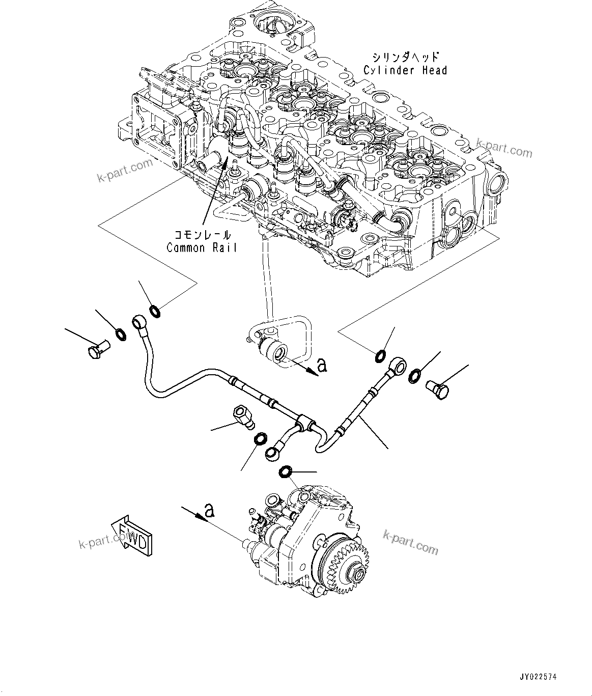 Komatsu parts book diagram for SAA4D107E-5 S/N 26799788-UP (For PC220LCI-12): FUEL DRAIN PIPING