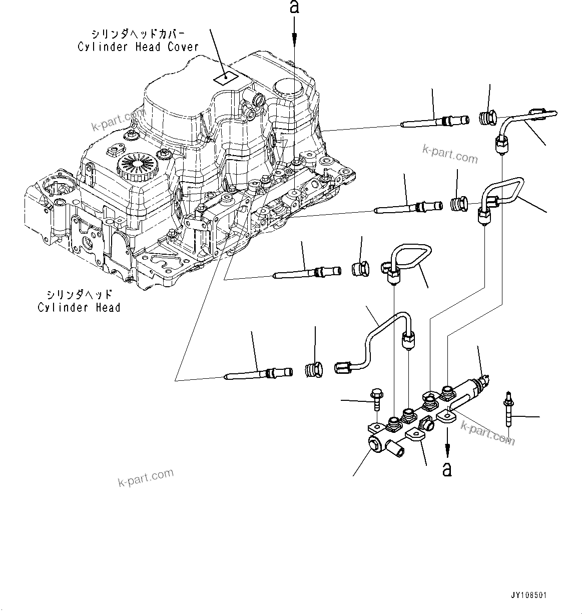 Komatsu parts book diagram for SAA4D107E-5 S/N 26799788-UP (For PC220LCI-12): COMMON RAIL
