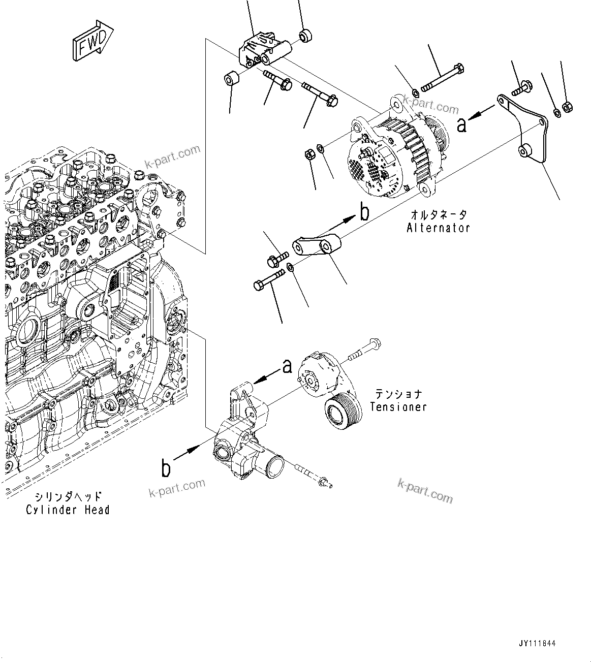 Komatsu parts book diagram for SAA4D107E-5 S/N 26799788-UP (For PC220LCI-12): ALTERNATOR MOUNTING