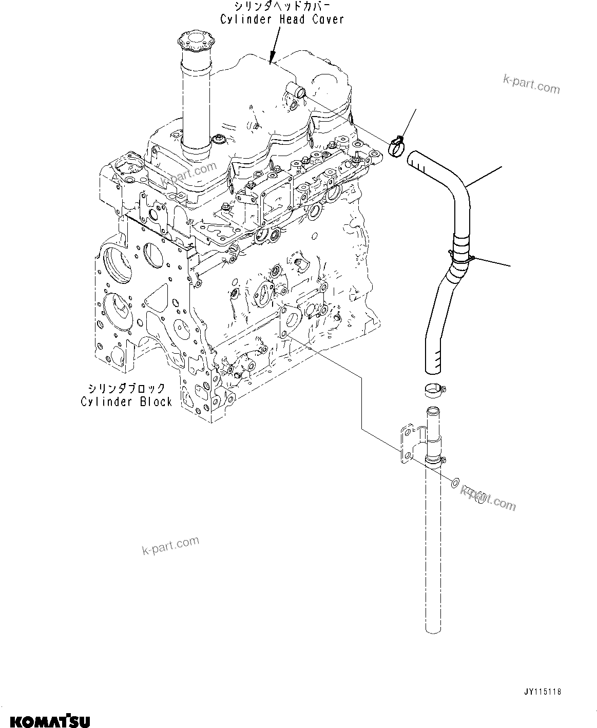 Komatsu parts book diagram for SAA4D107E-5 S/N 26799788-UP (For PC220LCI-12): ENGINE RELATED PARTS, BLOWBY GAS PIPING