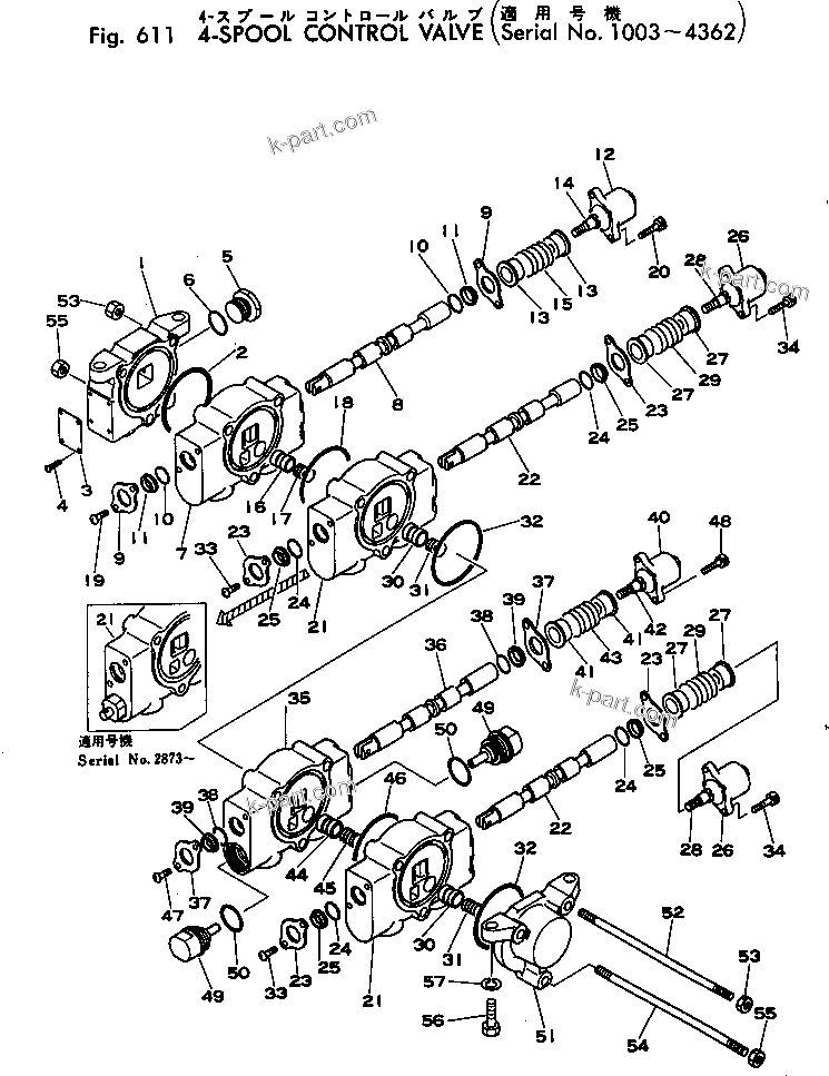 Komatsu parts book diagram for PC02-1 S/N 1003-UP: 4 ЅМЯ-Щ єЭДЫ-Щ КЮЩМЮ(#1003-4362)