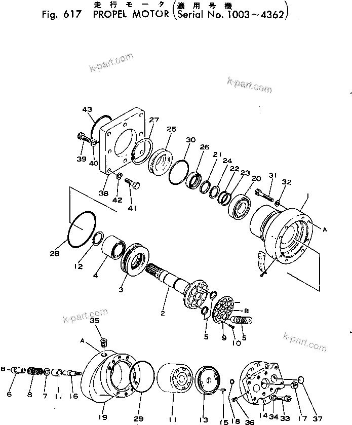 Komatsu parts book diagram for PC02-1 S/N 1003-UP: їієі У-А(#1003-4362)