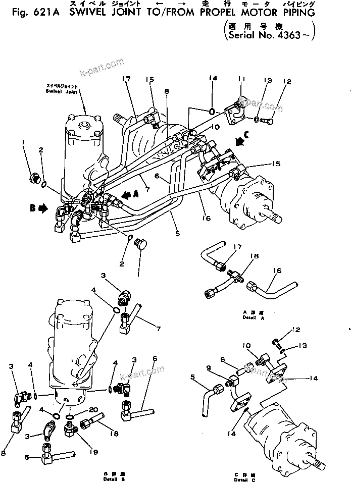 Komatsu parts book diagram for PC02-1 S/N 1003-UP: ЅІНЮЩ јЮ ?ІЭД  ?Ч їієі У-А КЯІЛЯЭёЮ(#4363-)