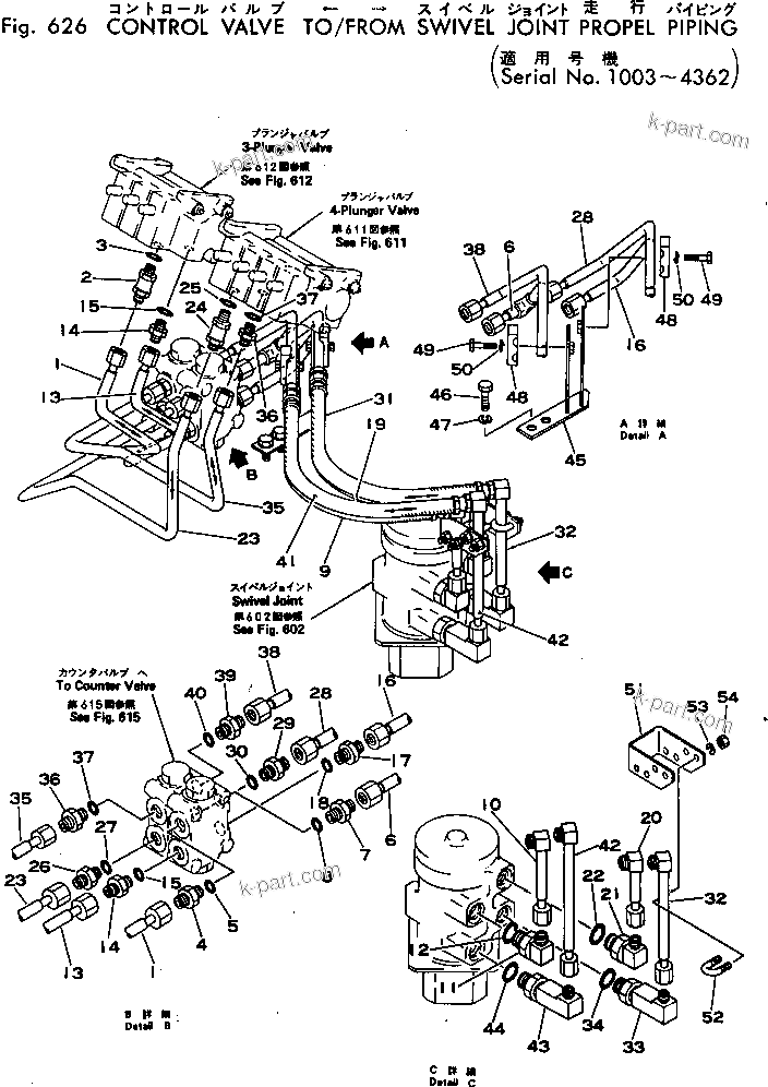 Komatsu parts book diagram for PC02-1 S/N 1003-UP: єЭДЫ-Щ КЮЩМЮ  ?Ч ЅІНЮЩ јЮ ?ІЭД їієі КЯІЛЯЭёЮ(#1003-4362)
