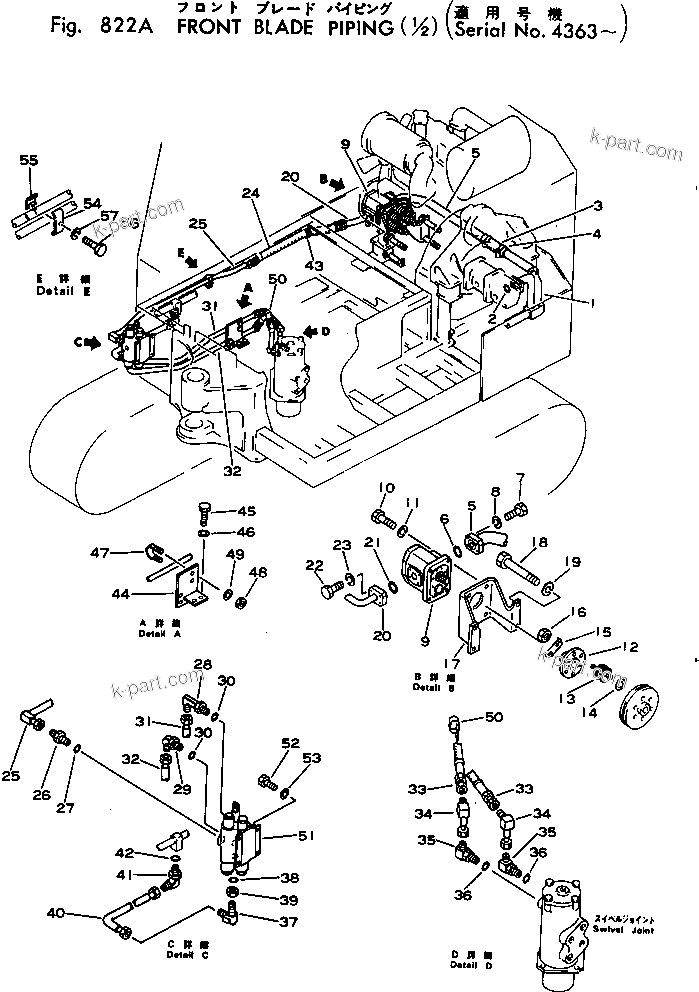 Komatsu parts book diagram for PC02-1 S/N 1003-UP: МЫЭД МЮЪ-ДЮ КЯІЛЯЭёЮ (1/2)