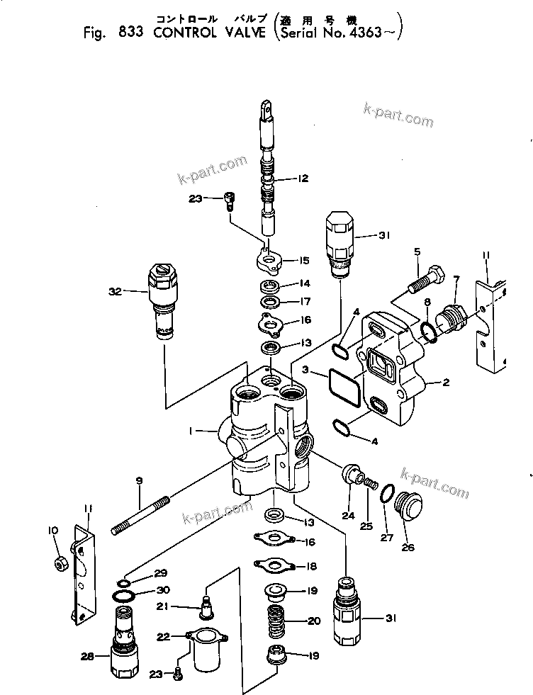 Komatsu parts book diagram for PC02-1 S/N 1003-UP: єЭДЫ-Щ КЮЩМЮ(#4363-)