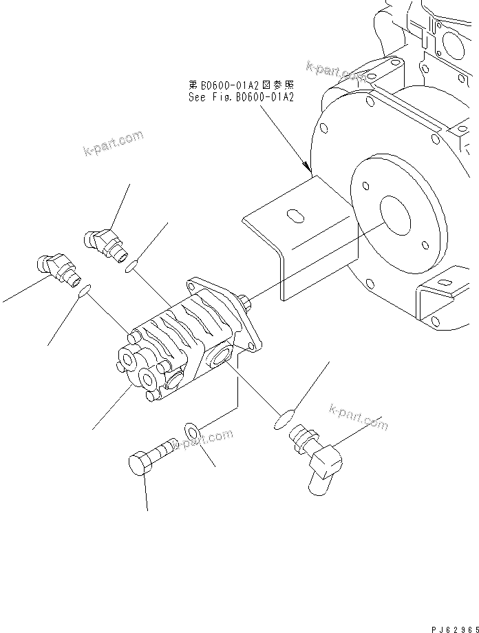 Komatsu parts book diagram for PC03-2 S/N 15001-UP (For FKI): MAIN PUMP (MOUNTING AND ELBOW) (FOR DIESEL SPEC.)