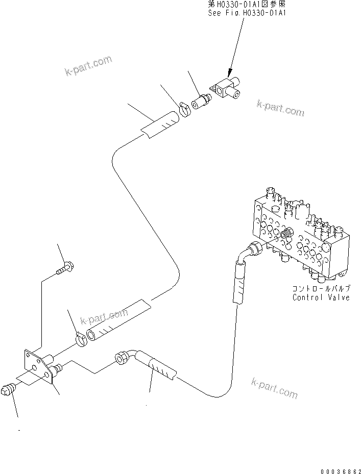 Komatsu parts book diagram for PC03-2 S/N 15001-UP (For FKI): ATTACHMENT LINE (FOR 1-WAY CONTROL SPEC.)