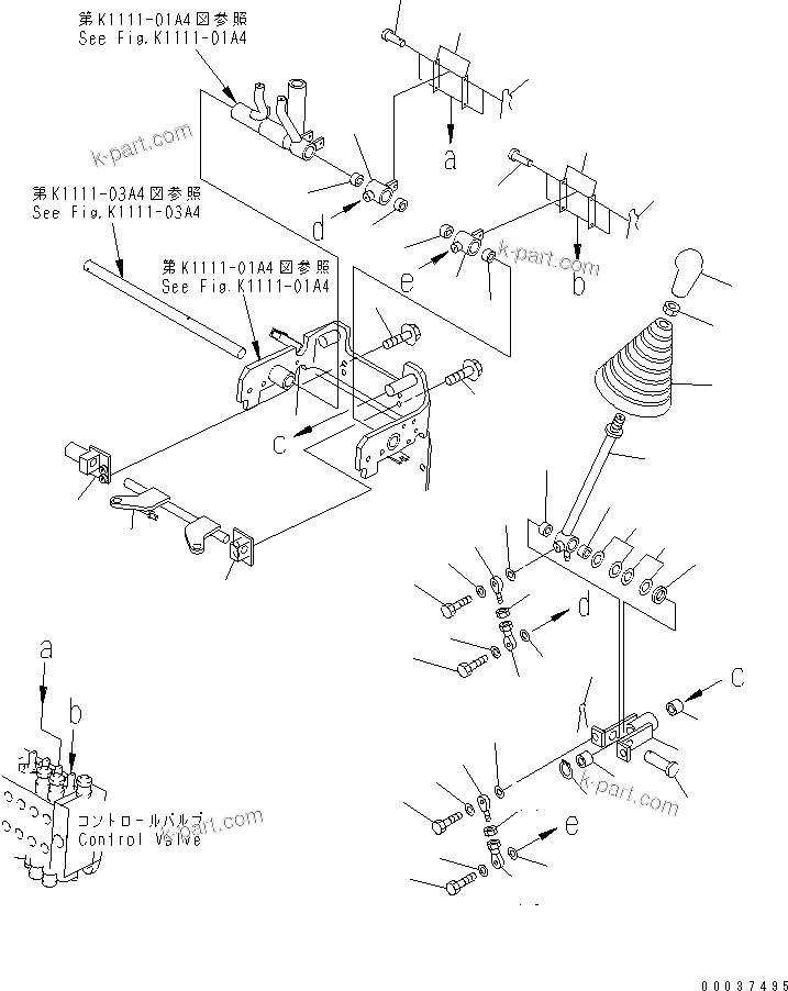 Komatsu parts book diagram for PC03-2 S/N 15001-UP (For FKI): MAIN CONTROL LEVER ? L.H. (SWING AND ARM)