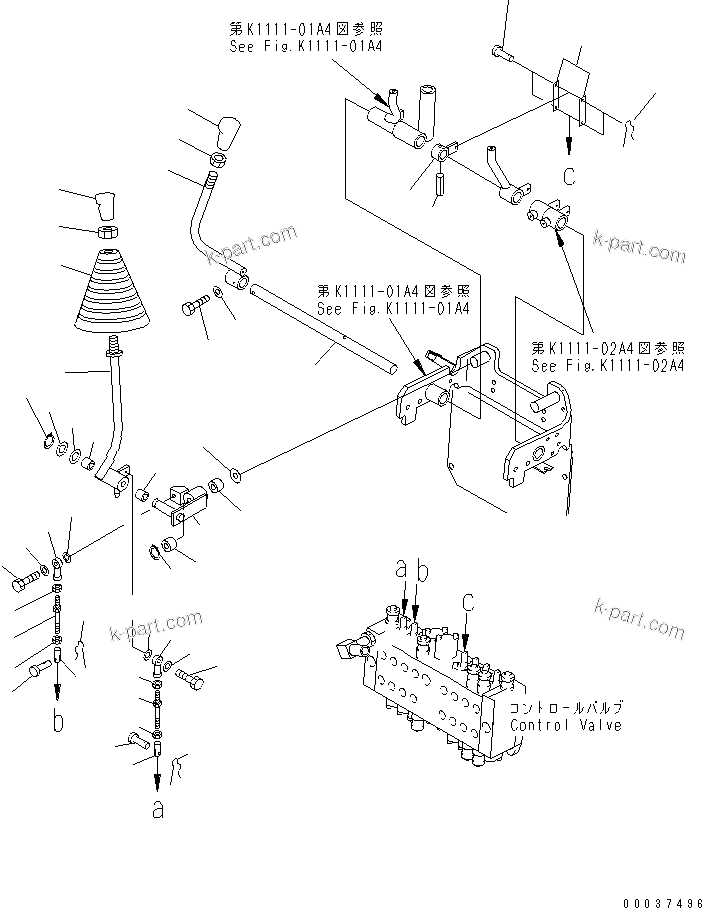 Komatsu parts book diagram for PC03-2 S/N 15001-UP (For FKI): MAIN CONTROL LEVER ? R.H. (BOOM ? BUCKET AND BLADE)