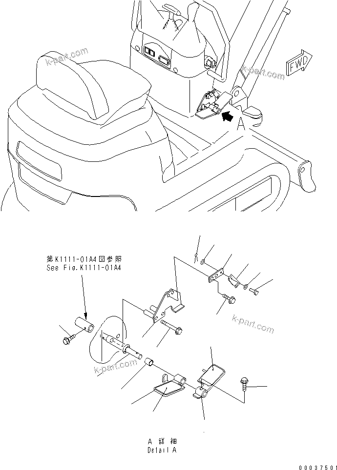 Komatsu parts book diagram for PC03-2 S/N 15001-UP (For FKI): ATTACHMENT CONTROL PEDAL