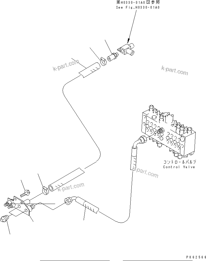Komatsu parts book diagram for PC03-2 S/N 15001-UP: ATTACHMENT LINE (FOR TWO PIECE BOOM)