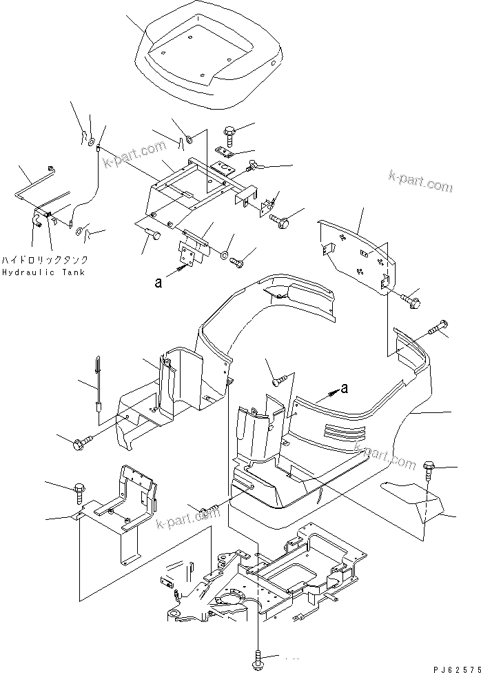Komatsu parts book diagram for PC03-2 S/N 15001-UP: HOOD (FOR TWO PIECE BOOM)