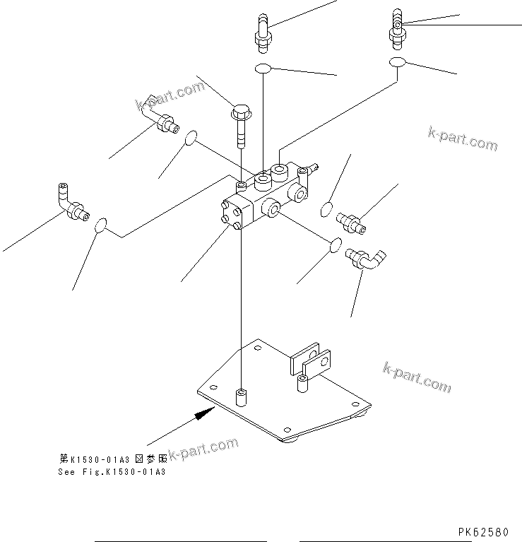 Komatsu parts book diagram for PC03-2 S/N 15001-UP: LOWER PIPING (SELECTOR VALVE) (FOR ALTERABLE GAUGE SPEC.)