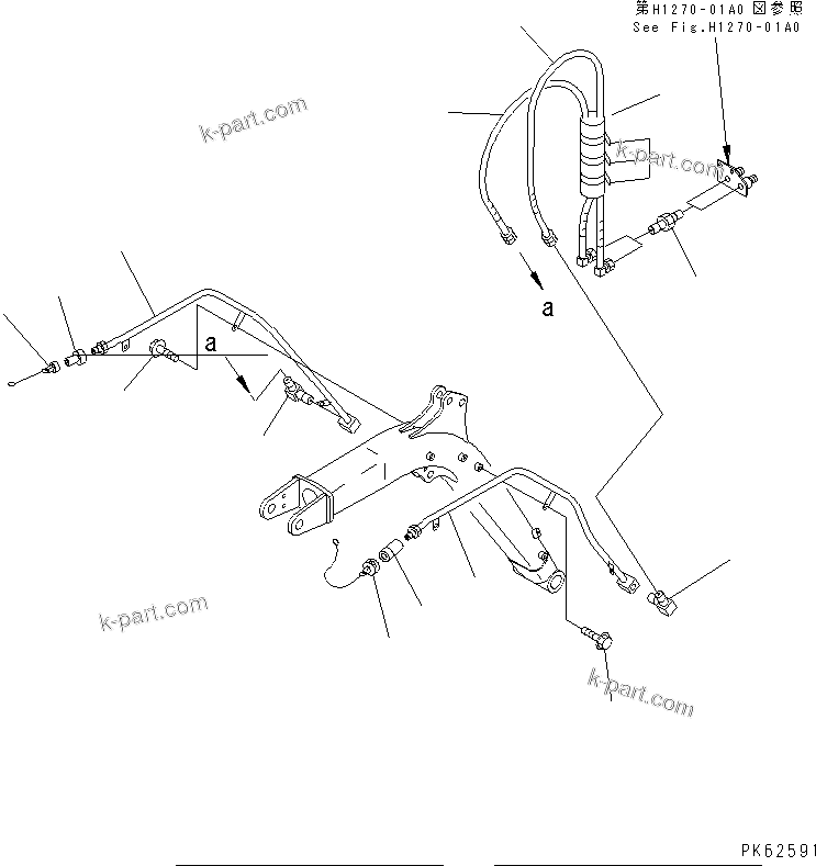 Komatsu parts book diagram for PC03-2 S/N 15001-UP: ATTACHMENT HYDRAULIC CONTROL LINE  (FOR STANDARD BREAKER SPEC.)