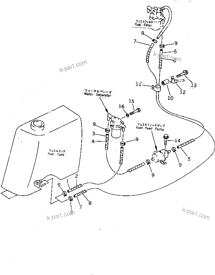 Komatsu parts book diagram for PC07-2 S/N 3001-UP: FUEL PIPING(#3001-5460)