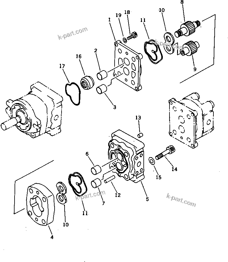 Komatsu parts book diagram for PC07-2 S/N 3001-UP: HYDRAULIC PUMP (2/3) (FOR JAPAN) (INNER PARTS)(#3001-5460)
