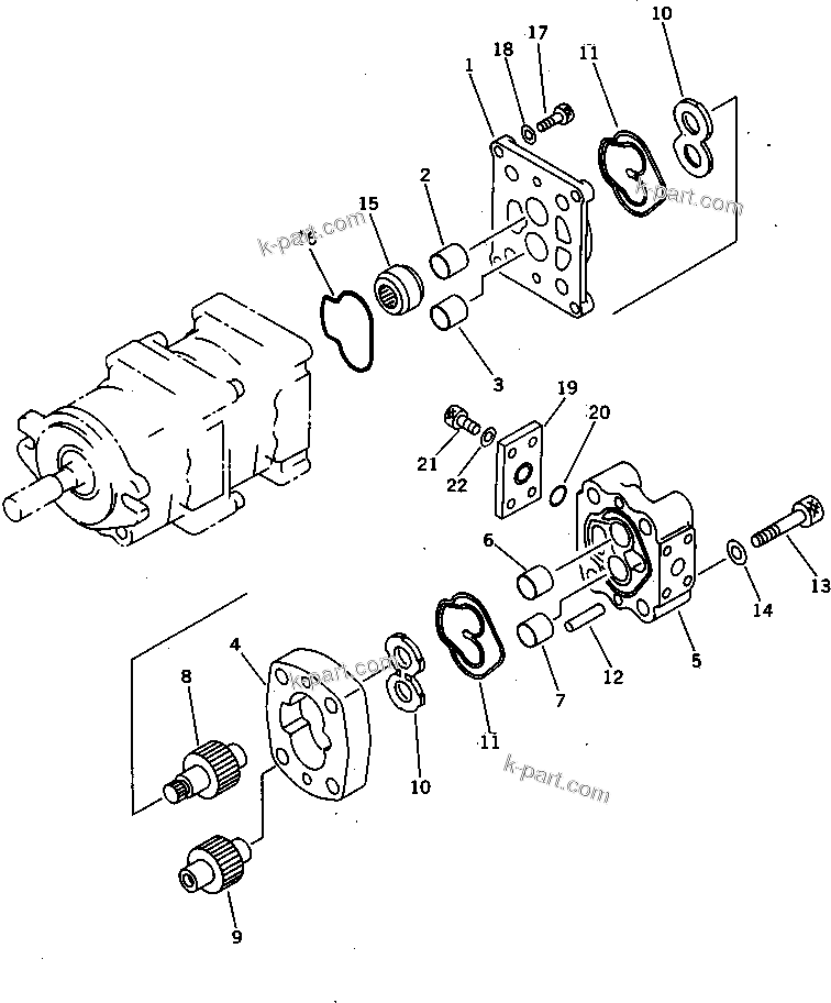 Komatsu parts book diagram for PC07-2 S/N 3001-UP: HYDRAULIC PUMP (3/3) (FOR JAPAN) (INNER PARTS)(#3001-5460)