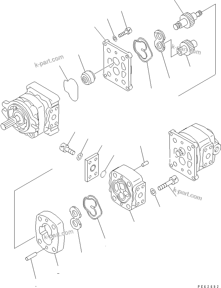 Komatsu parts book diagram for PC07-2 S/N 3001-UP: HYDRAULIC PUMP (2/4) (FOR JAPAN) (INNER PARTS)(#5461-)