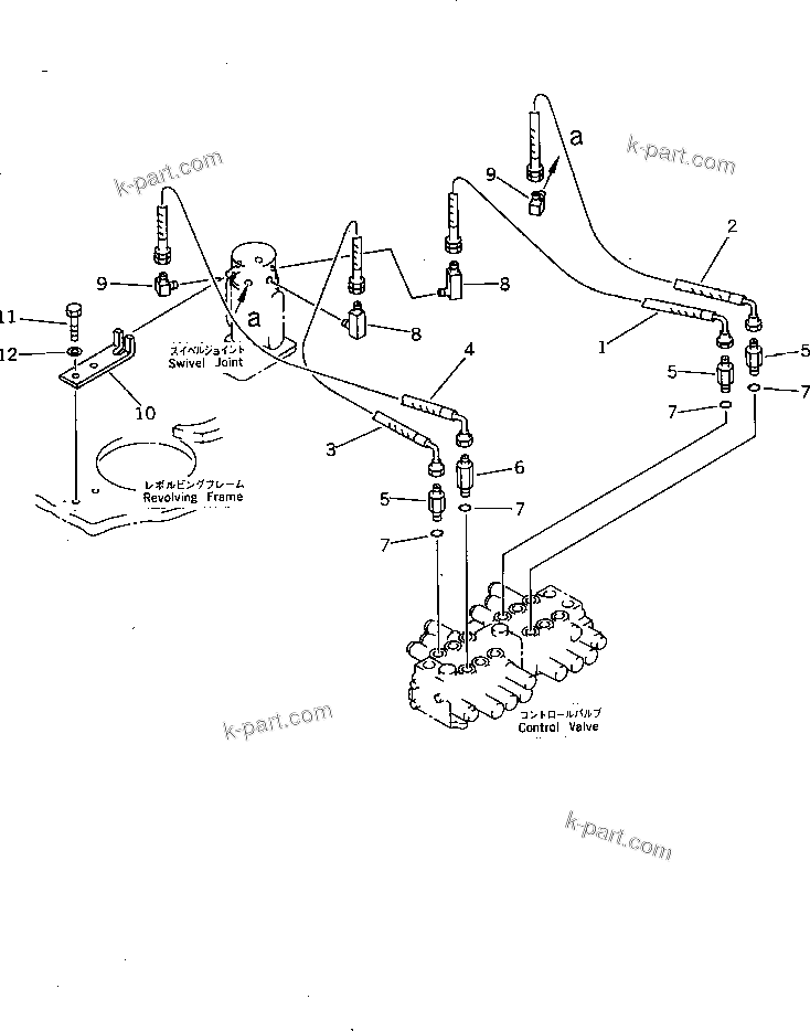 Komatsu parts book diagram for PC07-2 S/N 3001-UP: HYDRAULIC PIPING (TRAVEL MOTOR LINE) (UPPER)(#3001-5460)