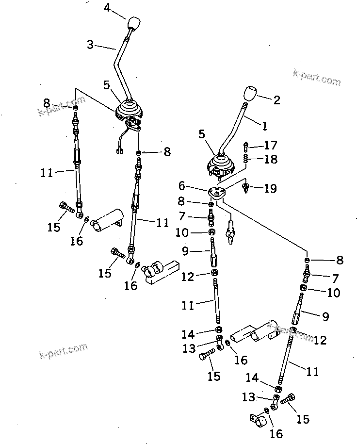Komatsu parts book diagram for PC07-2 S/N 3001-UP: WORK EQUIPMENT CONTROL LEVER (2-WAY QUICK SHIFTER) (FOR JAPAN)(#3001-5460)