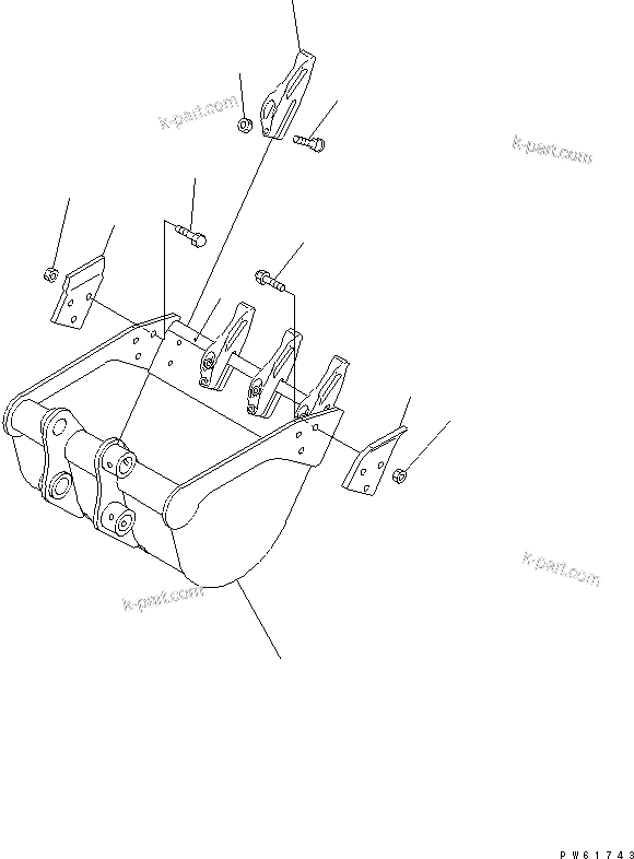 Komatsu parts book diagram for PC07-2 S/N 3001-UP: BUCKET ? 0.04M3 (MINI 0.066M3) WIDTH 450MM(#5461-)
