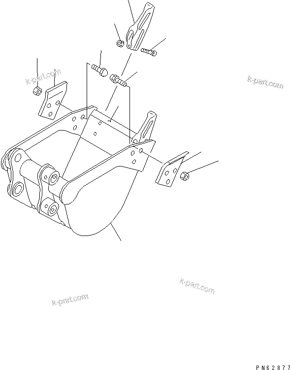 Komatsu parts book diagram for PC07-2 S/N 3001-UP: BUCKET ? 0.02M3 (MINI 0.04M3) WIDTH 300MM(#5461-)