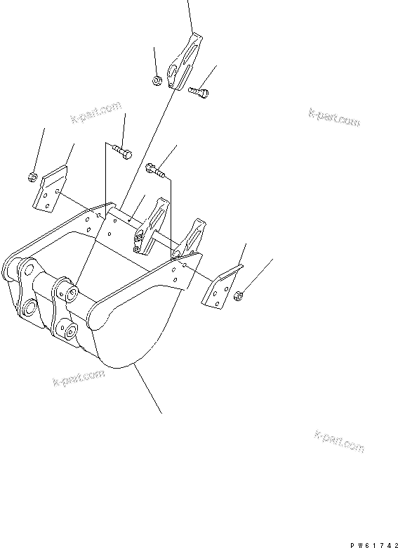 Komatsu parts book diagram for PC07-2 S/N 3001-UP: BUCKET ? 0.035M3 (MINI 0.06M3) WIDTH 400MM(#5461-)
