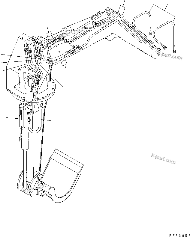 Komatsu parts book diagram for PC07-2 S/N 3001-UP: WORK EQUIPMENT HOSE (FOR ROTARY ARM)(#5461-)