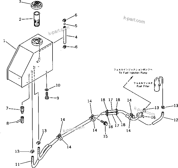 Komatsu parts book diagram for PC10-6 S/N 20001-UP: FUEL TANK AND PIPING