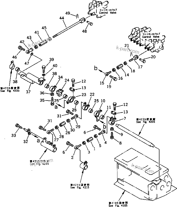Komatsu parts book diagram for PC10-6 S/N 20001-UP: SWING AND ARM CONTROL LINKAGE (2/2) (FOR 6-WAY CONTROL)