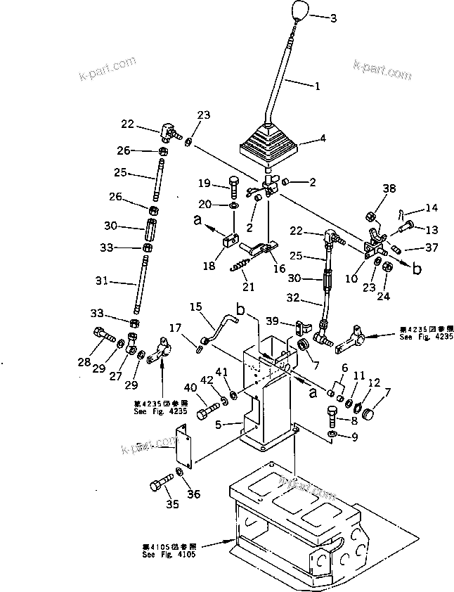 Komatsu parts book diagram for PC10-6 S/N 20001-UP: BOOM AND BUCKET CONTROL LEVER (FOR 6-WAY CONTROL)