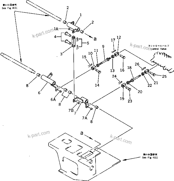Komatsu parts book diagram for PC10-6 S/N 20001-UP: BOOM AND BUCKET CONTROL LINKAGE