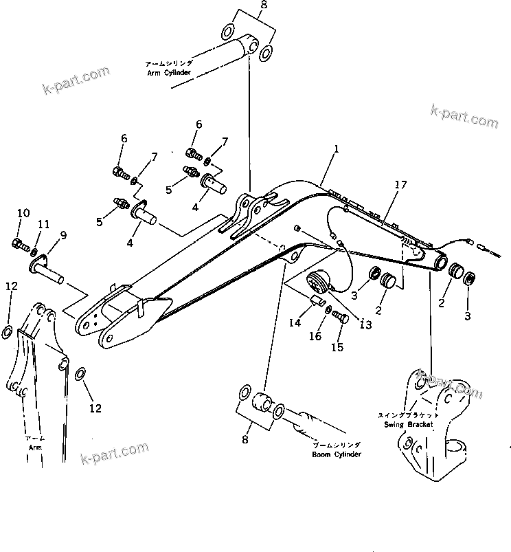 Komatsu parts book diagram for PC10-6 S/N 20001-UP: BOOM(#20001-21445)