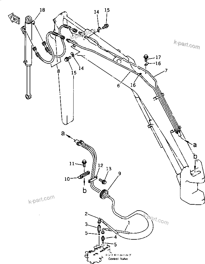 Komatsu parts book diagram for PC10-6 S/N 20001-UP: HYDRAULIC PIPING (BUCKET CYLINDER LINE)