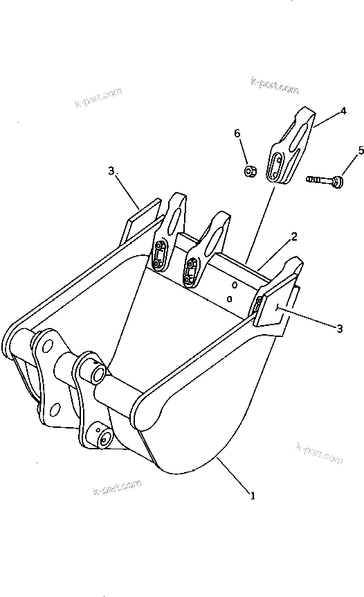 Komatsu parts book diagram for PC10-6 S/N 20001-UP: BUCKET 0.06M3 (MINI 0.1M3) 450MM