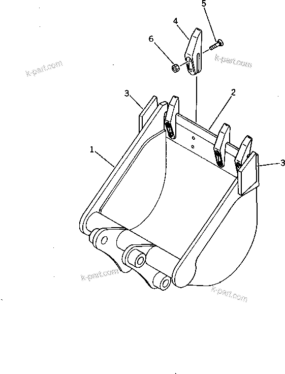 Komatsu parts book diagram for PC10-6 S/N 20001-UP: BUCKET 0.07M3 (MINI 0.12M3) 550MM