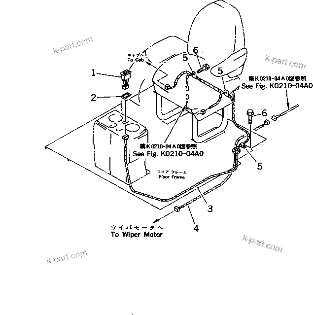 Komatsu parts book diagram for PC10-7 S/N 25001-UP: ELECTRICAL SYSTEM (WIPER MOTOR LINE) (FOR CAB)(#25001-27776)