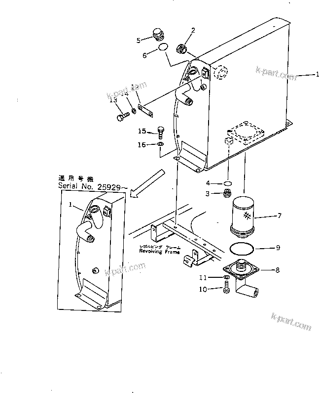 Komatsu parts book diagram for PC10-7 S/N 25001-UP: HYDRAULIC TANK(#25001-27776)