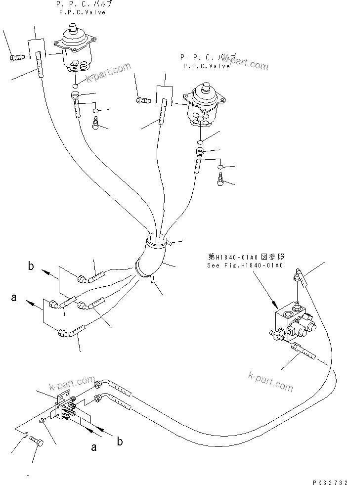 Komatsu parts book diagram for PC10-7 S/N 25001-UP: P.P.C. LINE (3/4)(#27777-)