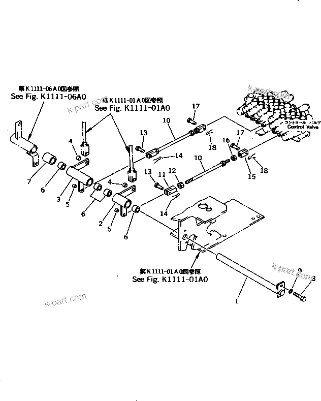 Komatsu parts book diagram for PC10-7 S/N 25001-UP: TRAVEL CONTROL LINKAGE(#25001-27776)
