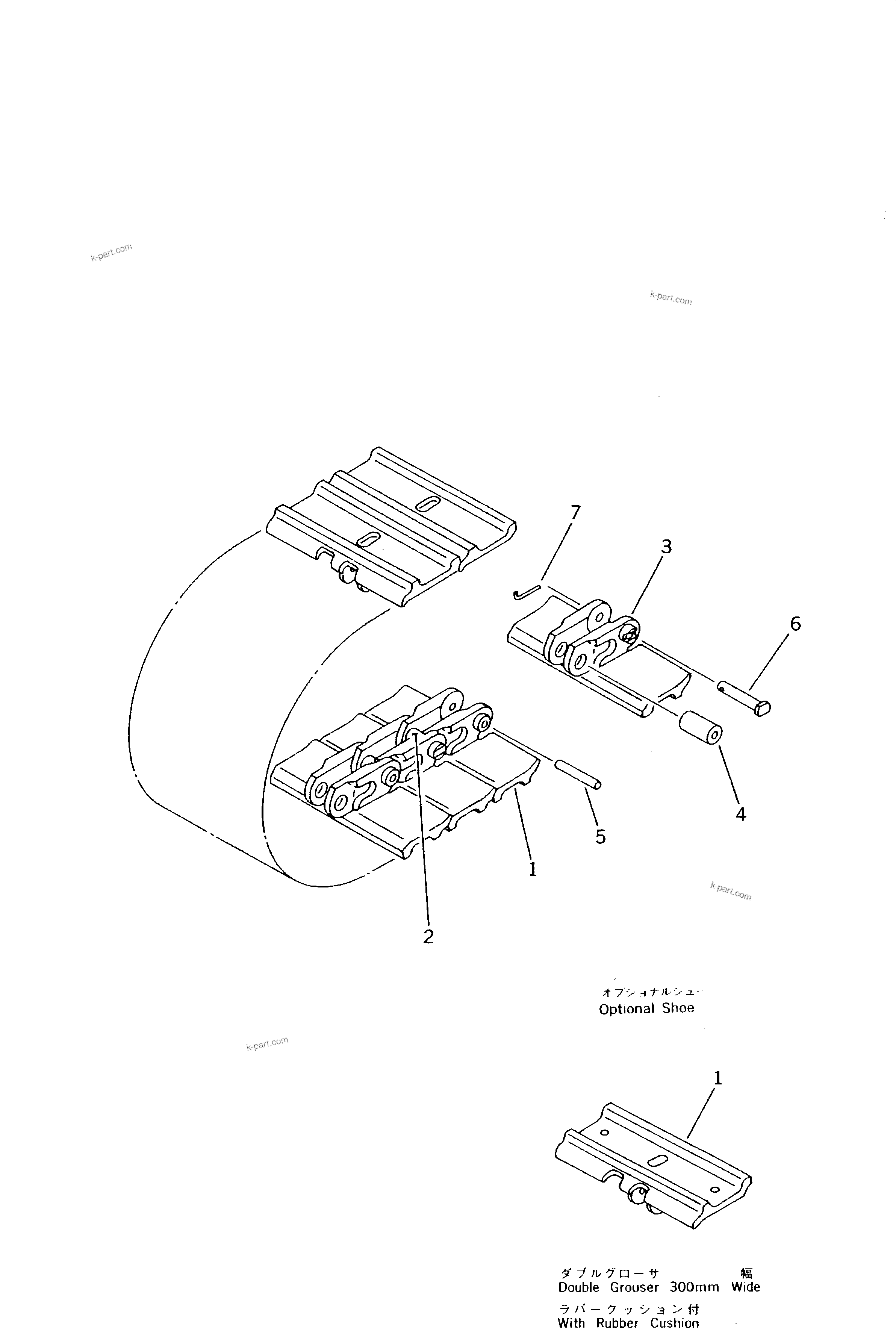 Komatsu parts book diagram for PC10-7 S/N 25001-UP: TRACK SHOE (DOUBLE GROUSER WITH HOLE)(#27777-)