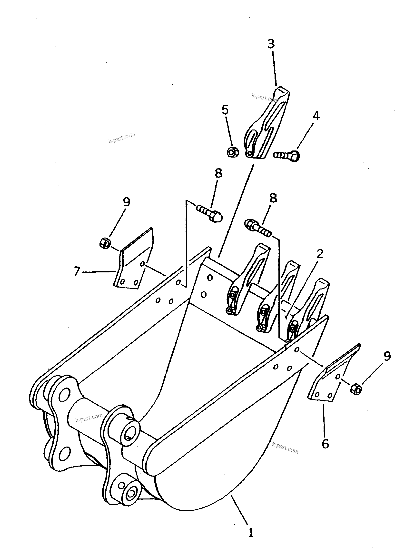 Komatsu parts book diagram for PC10-7 S/N 25001-UP: BUCKET ? 0.07M3 (MINI 0.11M3) 500MM(#25001-27776)