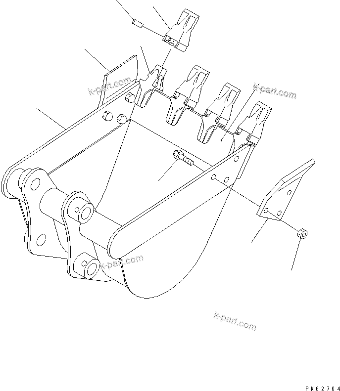 Komatsu parts book diagram for PC10-7 S/N 25001-UP: BUCKET ? 0.08M3 (MINI 0.12M3) 600MM(#27777-)