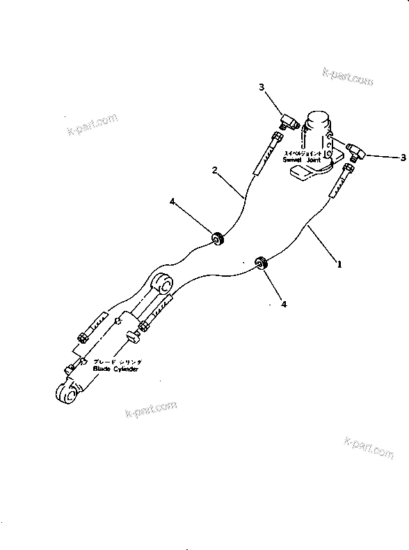 Komatsu parts book diagram for PC10-7 S/N 25001-UP: HYDRAULIC PIPING (BLADE CYLINDER LINE) (LOWER)