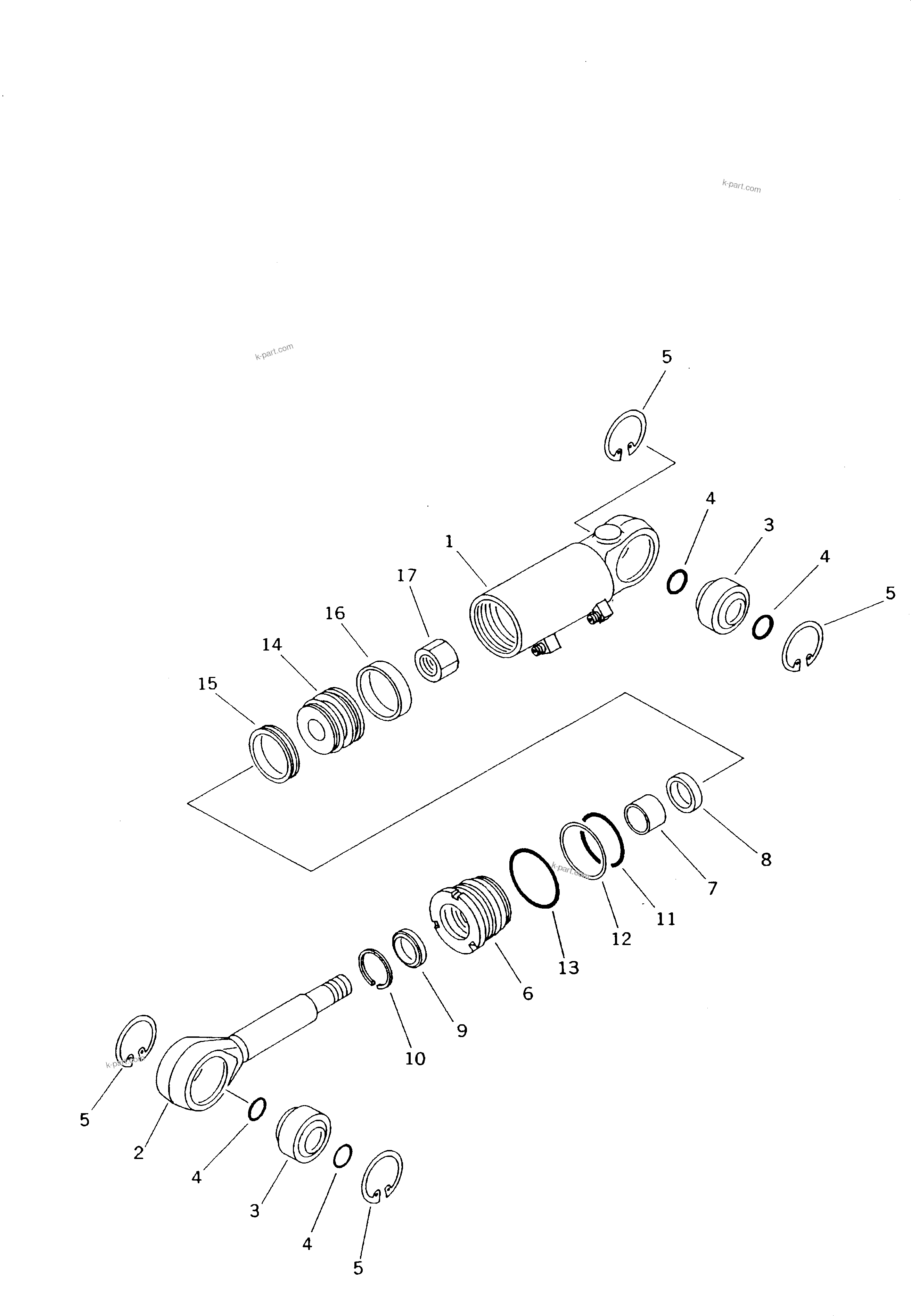 Komatsu parts book diagram for PC10-7 S/N 25001-UP: BLADE TILT CYLINDER (FOR POWER TILT MECHANICAL ANGLE BLADE)