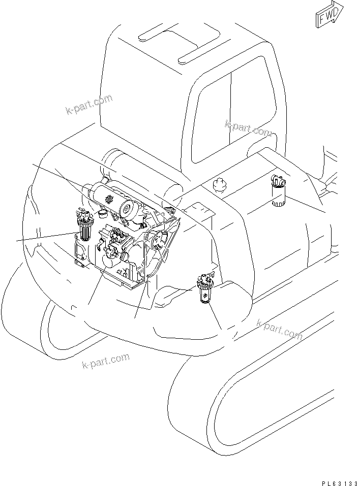 Komatsu parts book diagram for PC10-7 S/N 25001-UP: ELEMENT AND V-BELT(#27777-)