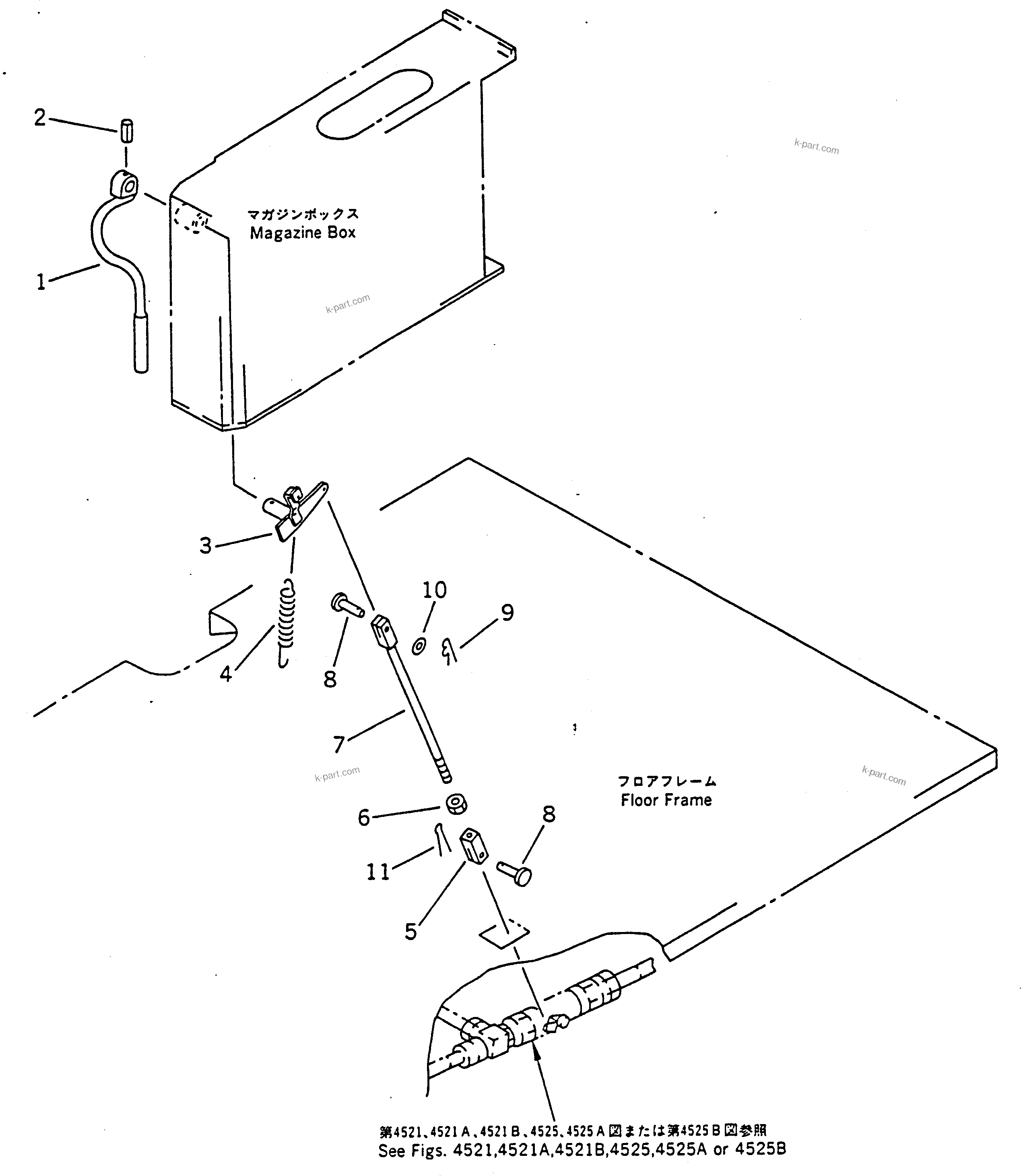 Komatsu parts book diagram for PC100-5 S/N 28001-UP: WORK EQUIPMENT LOCK LEVER (FOR WRIST CONTROL LEVER)